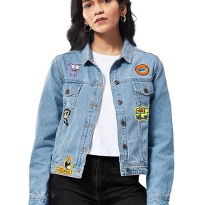 The Souled Store Women Cartoon Network: Stuck in 90's Blue Printed Denim Jackets